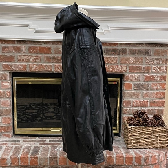 NWOT Wilda 100% leather plus size above-the-knee coat w/faux fur lining / 1X - Picture 4 of 17